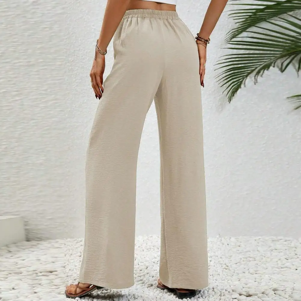 Pantaloni da ginnastica pantaloni elastici in vita comodi pantaloni da Yoga a gamba larga con tasche elastiche in vita per le donne morbide e traspiranti per il pieno