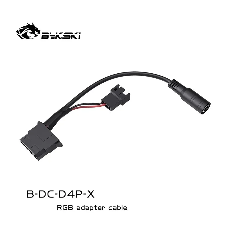 Bykski PC Adapter Cable Large 4D Port to DC Connector or 12V Water Pump / Fan Power Supply Interface B-DC-D4P-X