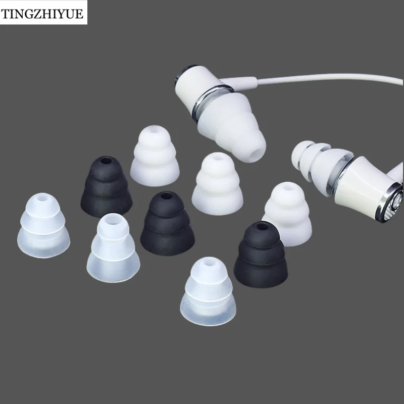 3-Flansch-Ohrstöpsel mit Geräuschunterdrückung, Ohrpolster, Ohrpolster, für Ohrhörer mit Innendurchmesser 4 mm–5,5 mm, In-Ear-Ohrhörer (Innenloch 4 mm)