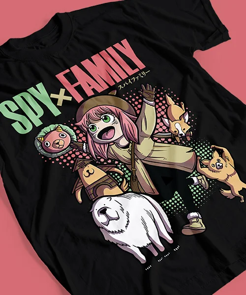 Anime T Shirt Japanese unisex  x Family Anya Forger con mascotas