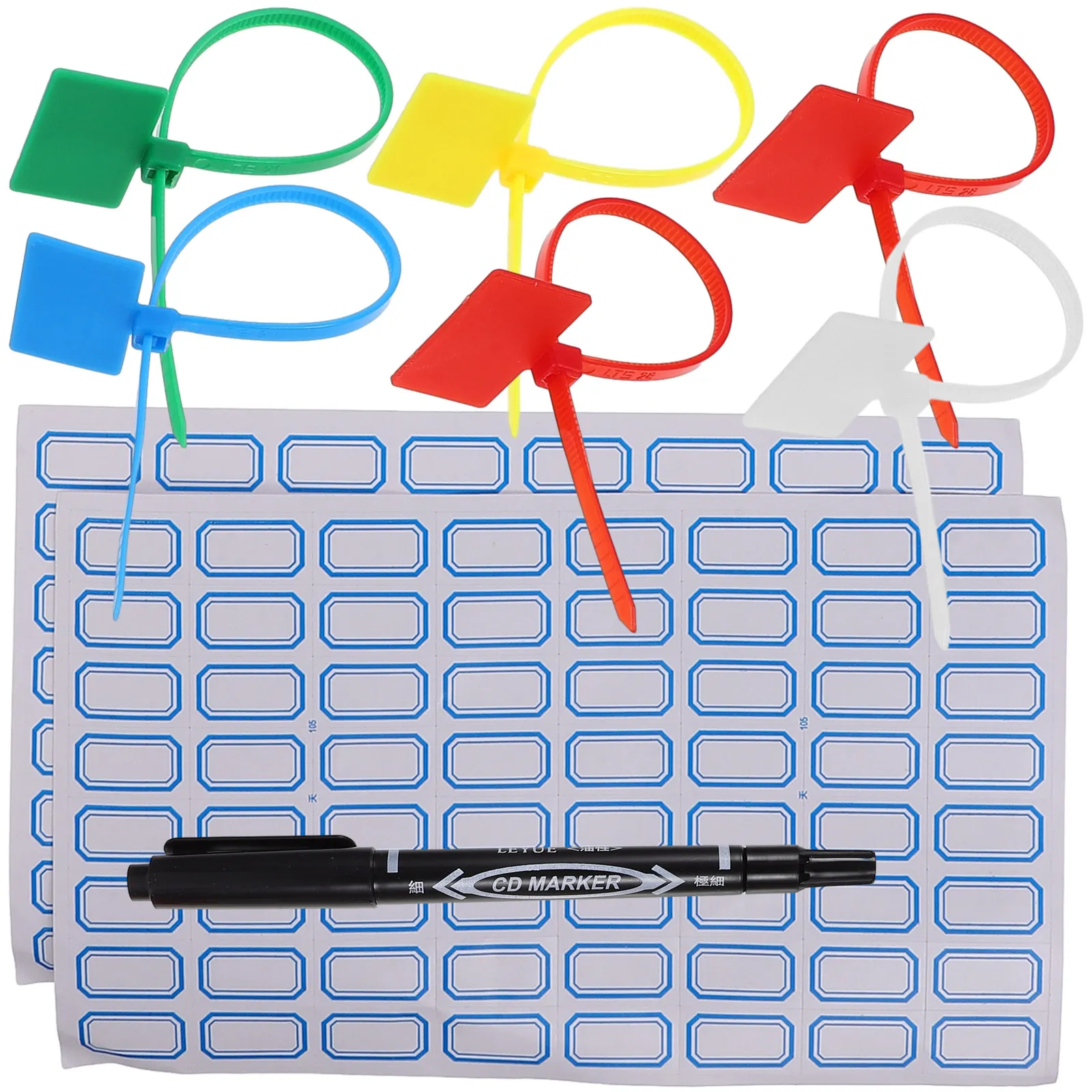 

1Set Cable Label Tags Marker Ties Nylon Fastening Cord Labels for Electronics Office Home Wire Organizer Cable Zip Ties Marker