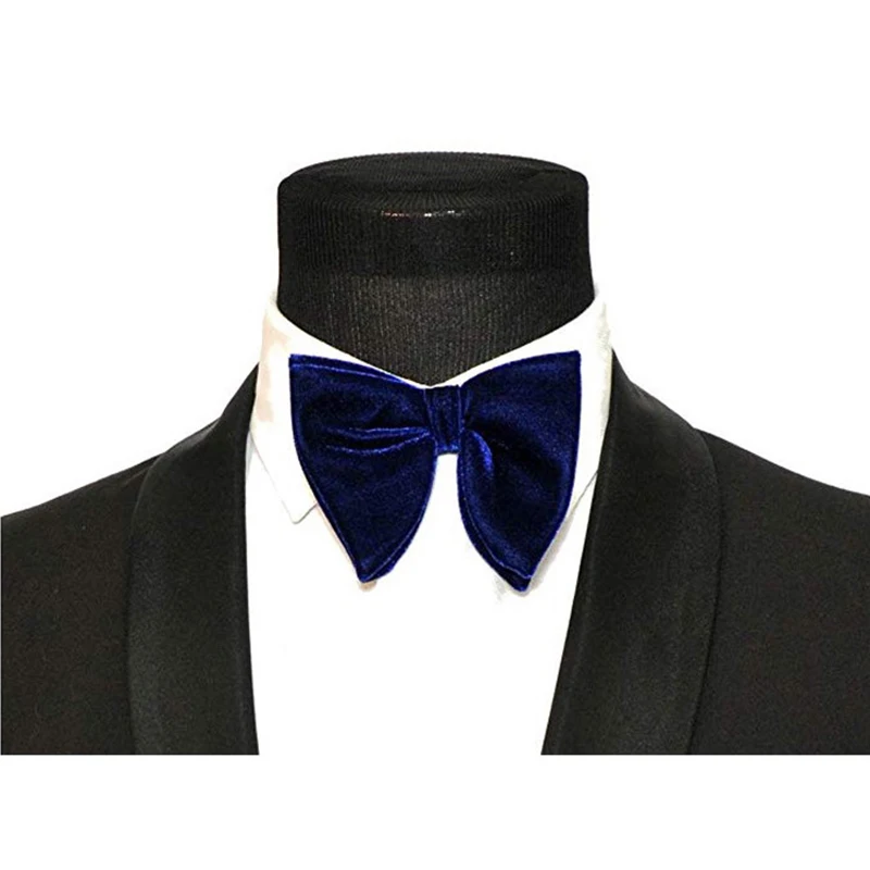 Fashion Velvet Big Bowties Set Women Men Solid Bow Tie Wedding Tuxedo Groom Oversize Bow Knot  Pocket  Square Cravats Cuff-links