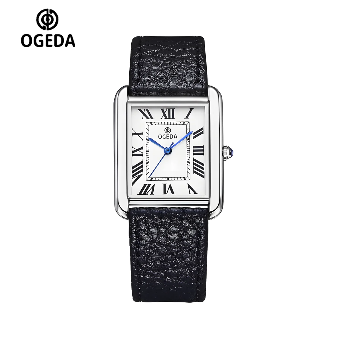 OGEDA 2025 New Square Men's Quartz Watch Sapphire Stainless Steel Case Leather Strap Sports Waterproof 3Bar Reloj Hombre Watches