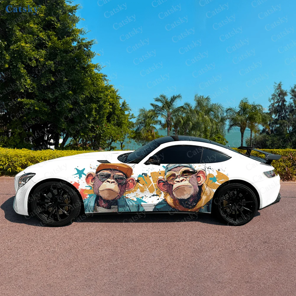 

Cool Monkey Hip-hop Car Side Sticker Decoration, PVC Waterproof Scratch Resistant Decal, Car Protection, Auto Accessories Gift