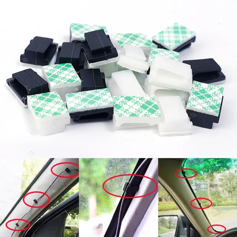 Auto Draht Clip Zubehör Kabel Clips Selbstklebende Kabel Management Schwarz Draht Halter Organizer Klemme Für Auto Fahren Recorder