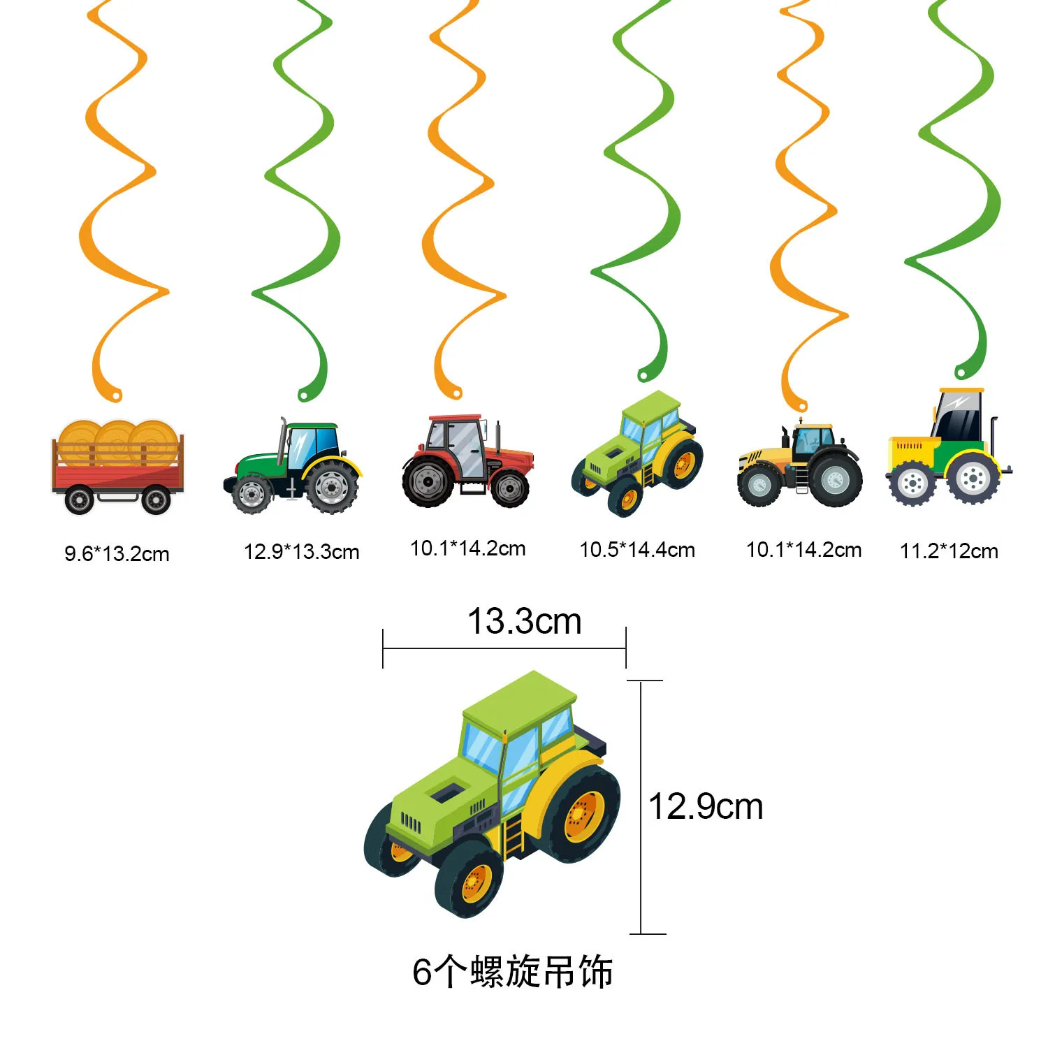 Farm-Traktor-Partybanner, Girlande, hängende Spiraldekoration, grünes Farm-Traktor-Banner, Kinder-Farm-Traktor-Geburtstagsdekorationsbanner – Detail 4