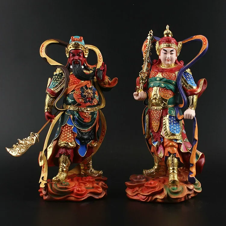 

Resin Figurine of Guan Gong And Wei Tuo - Chinese Cultural Ornament Buddha Statuette Home Decorations Guan Yu Buddhist Statute