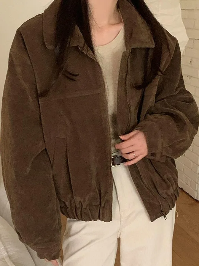 Rétro Hong Kong Sle ort femmes Jaet Thiened chaud coton daim hiver vêtements d'extérieur Chic coréen coupe ample longue Sve