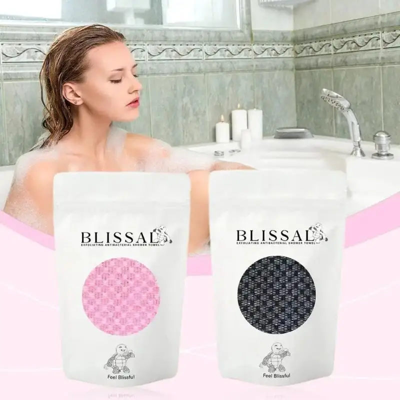 [T] 1Pcs Back Scrubber Dual Sided Bath Brush Exfoliating Extended Washcloth For Men Women