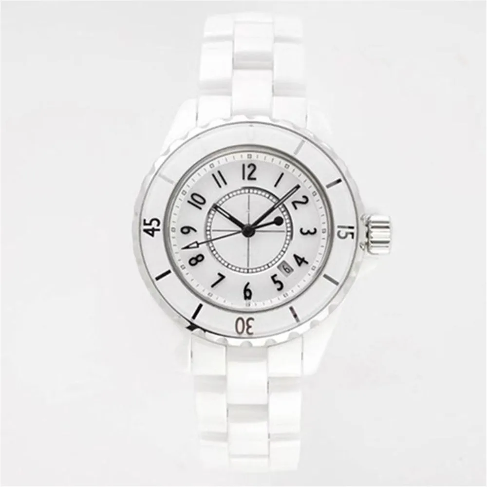 Top Original Luxury Brand Ceramic Watch for Women High Quality Diamond Calendar Dial 33mm 38mm Womens Fashion Quartz Watchs