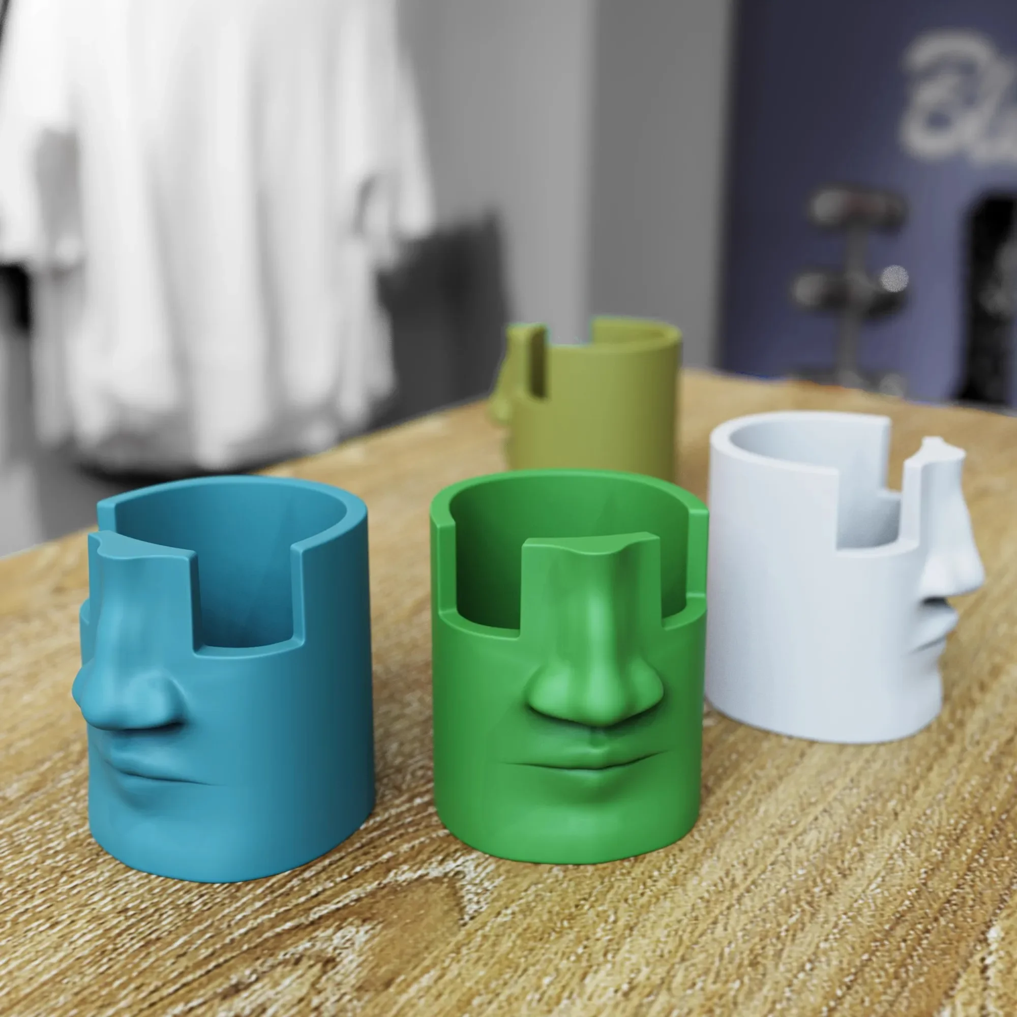 Creative Face Silicone Mold Concrete Pen Holder Nordic Cement Eyeglass Frame Makeup Pen Storage Jar Unique Desk Organizer