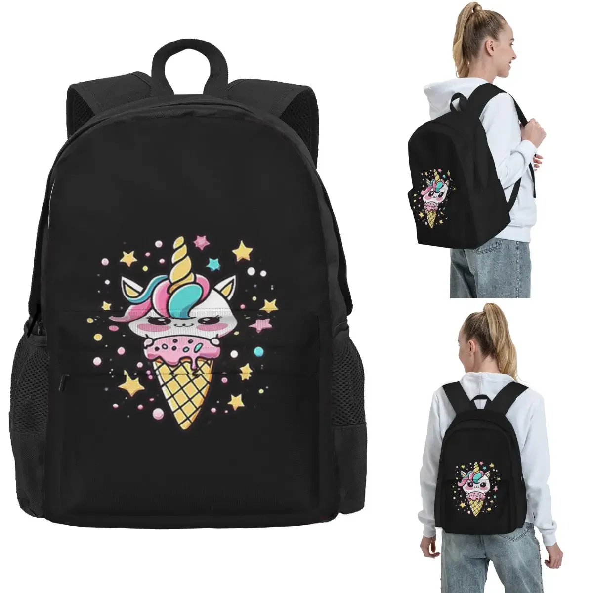 Ice Cream Unicorn Backpack Hot Sale Daypack Large Capacity Children BookBag School Bag Shoulder Bags for Men Women