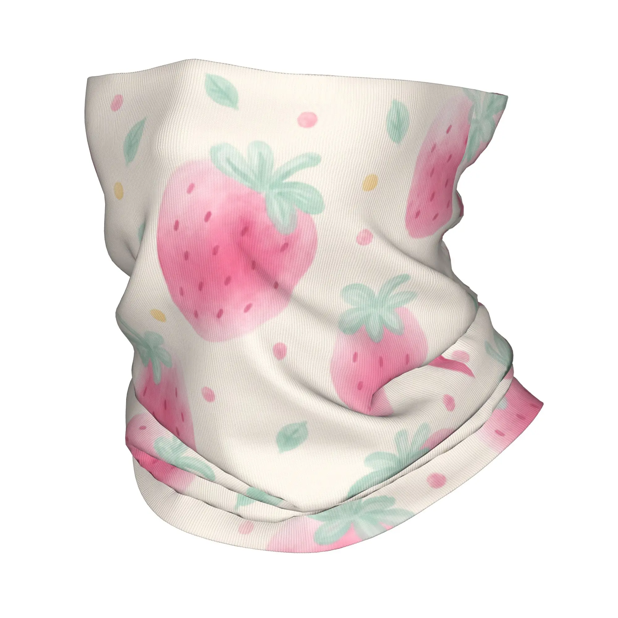 Strawberry Fruit Summer Watercolor Bandana Neck Gaiter Printed  Wrap Scarf Multifunctional Headband Riding Adult Breathable