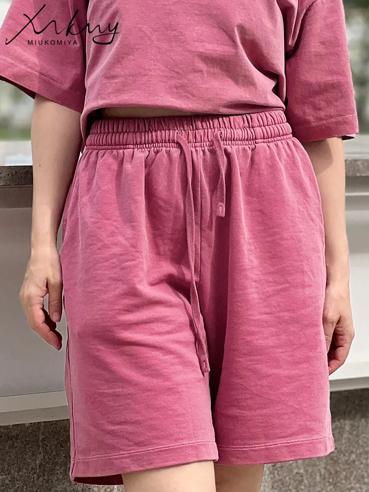 MiuKoMiYa Vintage Washed Cotton Shorts For Women Couple Summer Casual Loose Sports Shorts Woman Drawstring Short Pant Streetwear