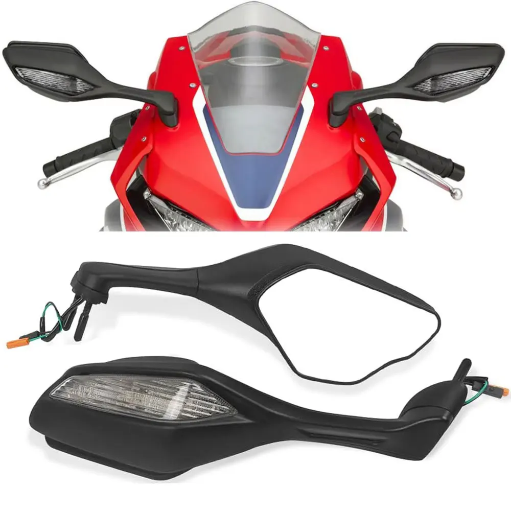 

New Motorcycle Black Mirrors Turn Signal LED Modify For Honda CBR1000RR 2008-2026