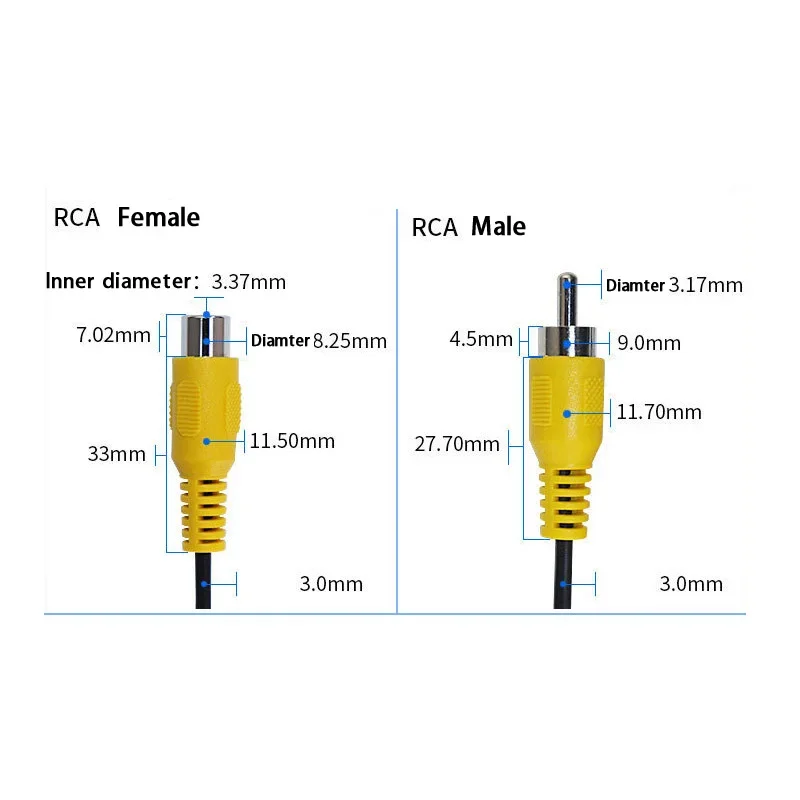 15CM Car RCA Female / Male Audio Cable Av Single-head Video Stereo Connector Extension Wire Connector For Video Camera