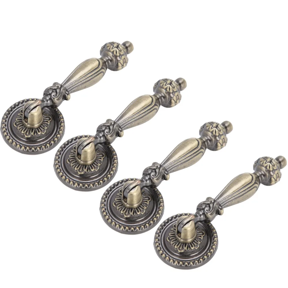 4 قطعة درج كبير الحجم يسحب الرجعية النحاس سبائك الزنك العتيقة نمط مقابض تصاعد مسامير البرونزية المسيل للدموع قطرة تسحب