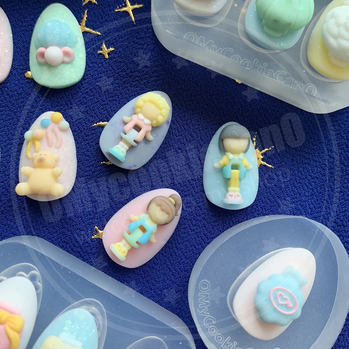 Super cute! resin mold PP mini figures, Pocket Birthday Party, Mermaid Bear, and clear transparent silicone molds.