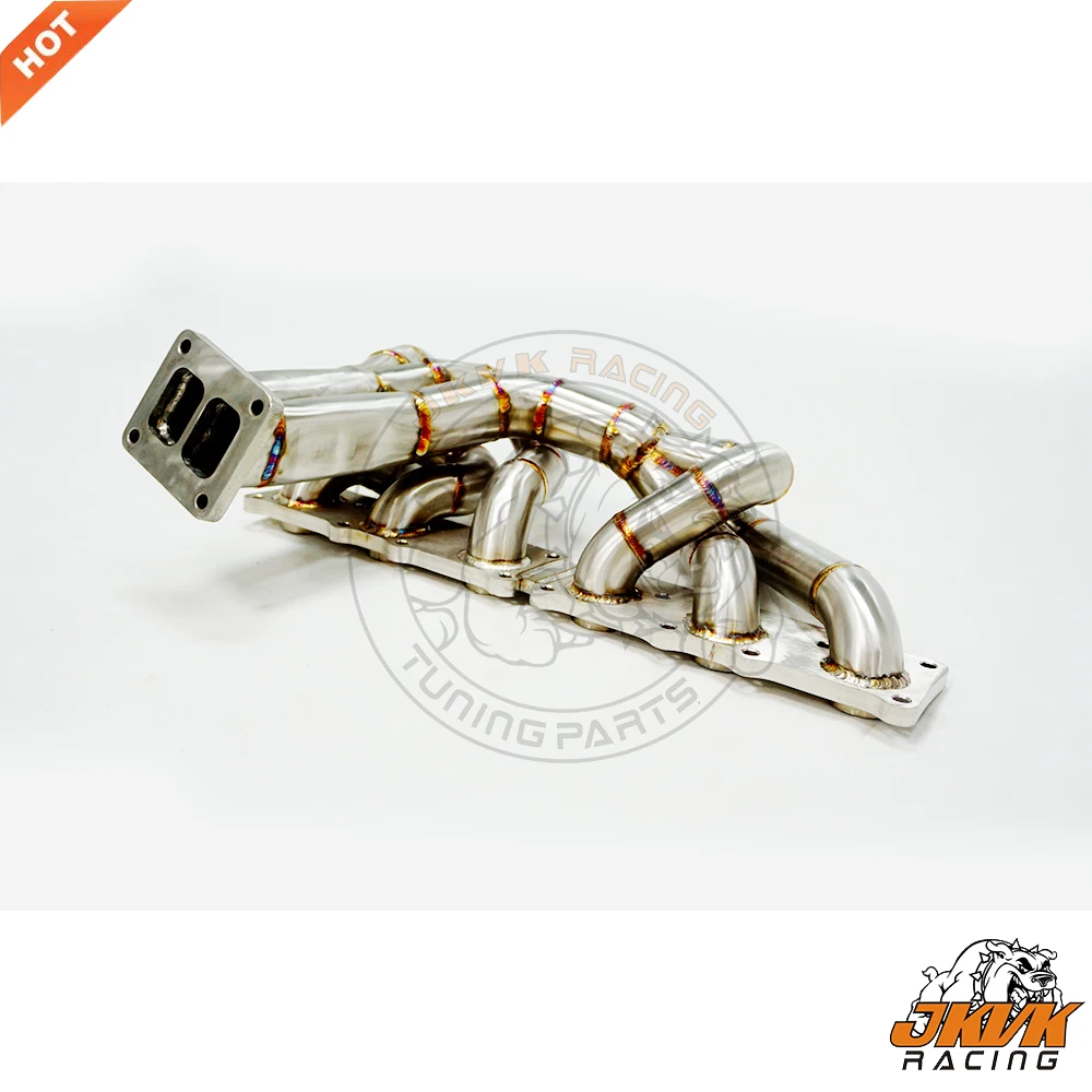 JKVK RACING SS304 42mm OD Brushed Surface 3.0mm thick T4 Single Turbo Manifold For BM W 135i 335i  N54 Top Mount