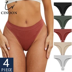 CINOON 4Pcs/Lot  Women Sexy 5 Color Panties Low-waist Temptation Underwear G String Thong Breathable Lingerie Comfort Intimates