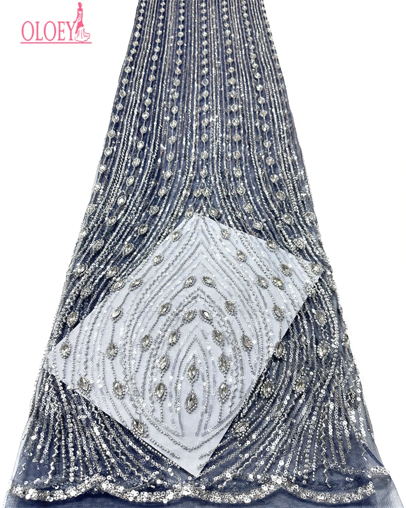 Fashion Elegant French Mesh Rope Embroidery Sequins Lace Fabric African Nigerian Lace Fabric For Wedding Dress