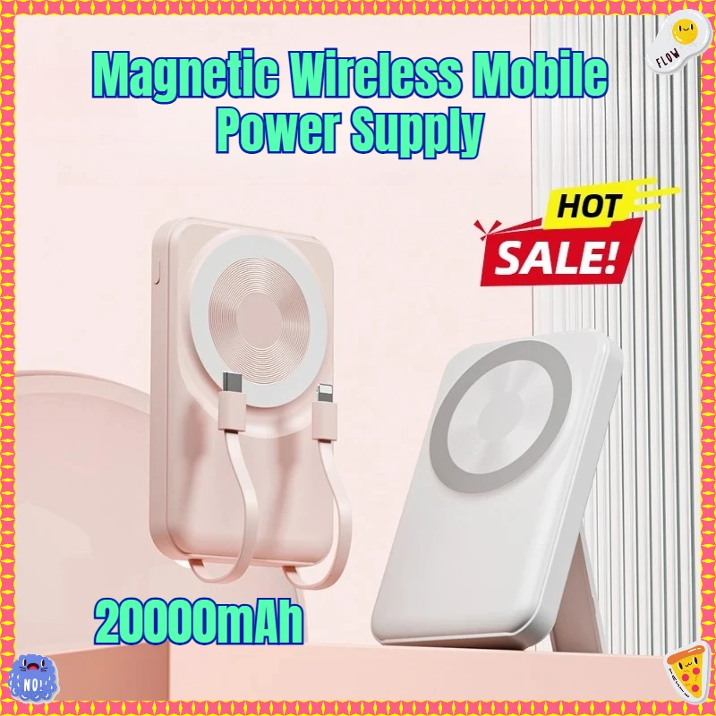 

Comes with Dual-wire Power Bank Mini Super Fast Charging Magnetic Wireless Charging Display 10000MAh Mobile Power Supply