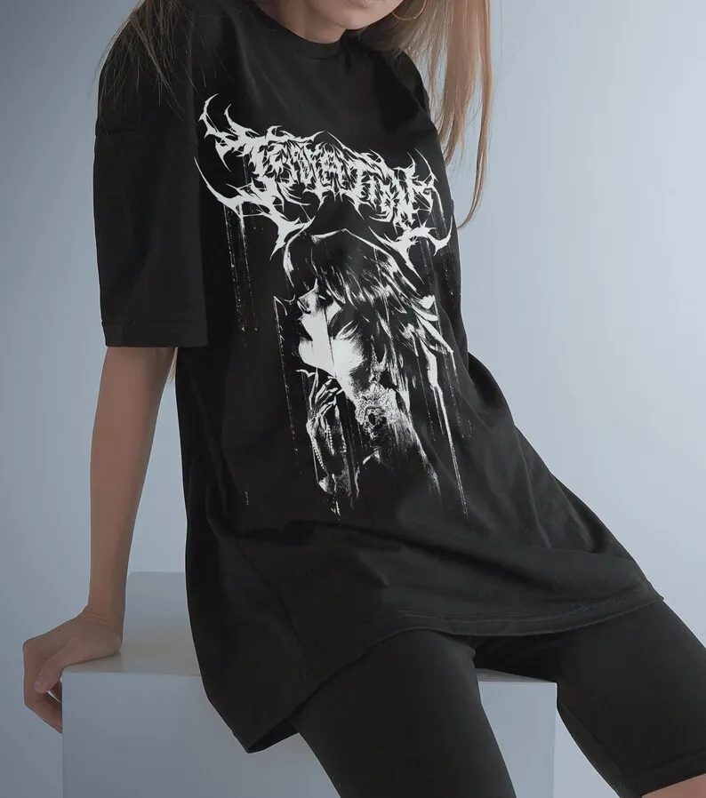 

Womens Gothic T-Shirt Gothic Neutral Clothes Dark Cottagecore Dark College Print Alt Clothing Trad Goth Punk Harajuku Y2k Top