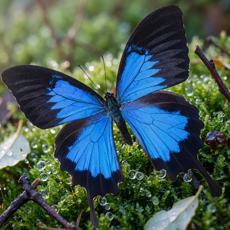 

1 PC natural Real Butterflies Specimen (Papilio ulysses）Artwork Material Home Decoration DIY