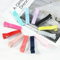 24PCS 5cm Simple Hair Clips for DIY Jewelry Ribbon Covered Hairpins Handwork Girls Kids Cute Headwear Basic Accessories Barrette