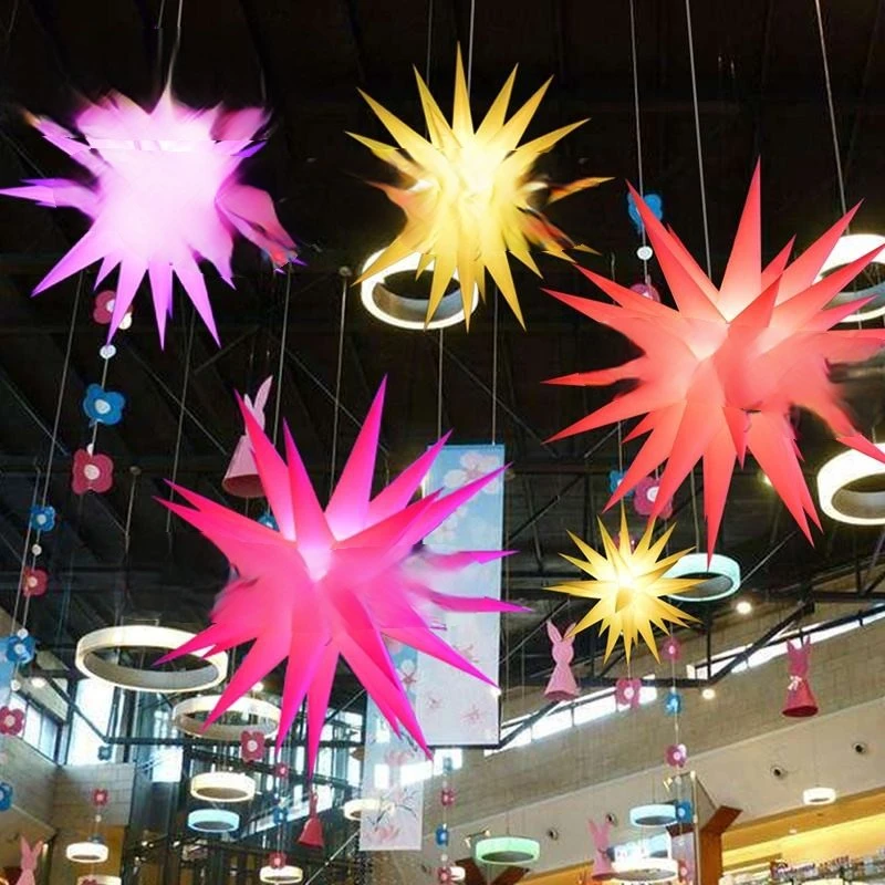 32 Spikes Inflatable Decoration Inflatable  Star Hanging  Star Balloon with Color Changing for Party Wedding Stage Bar Decor