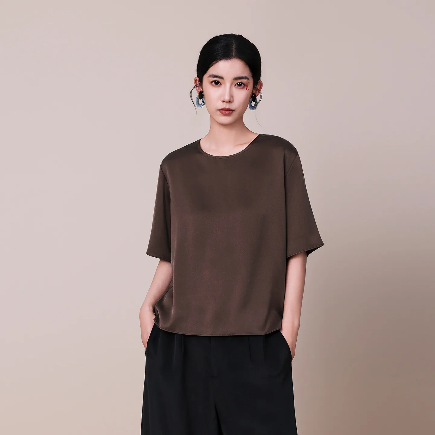 Women 100% Pure Mulberry Silk T Shirt Summer O Neck Mid Sleeve Loose Blouse Luxury Elegant Commuter Casual Top Ladies Silk Shirt