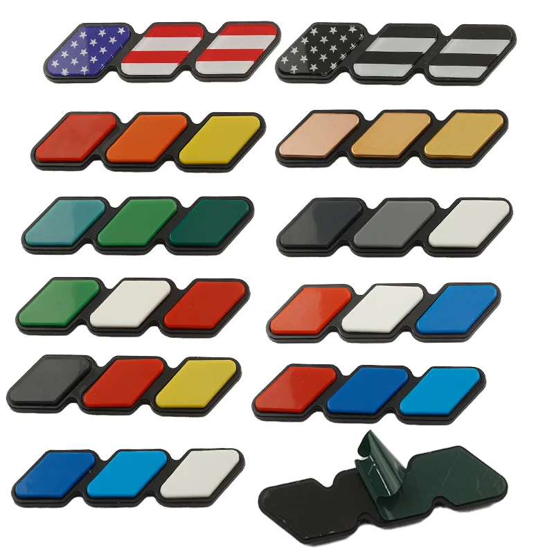 3D Car Tri-color Grille Badge Emblem Logo Sticker  For Toyota Tacoma Tundra 4Runner TRD Highlande Rav4 CHR Strip Air Inlet Auto