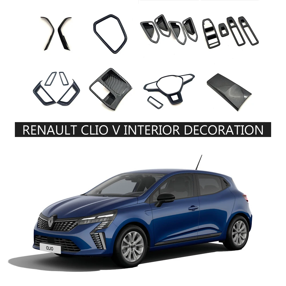 Fit for Renault Clio V 2019-2024 Carbon Fiber Color Interior Cover Trim Accessories Kits