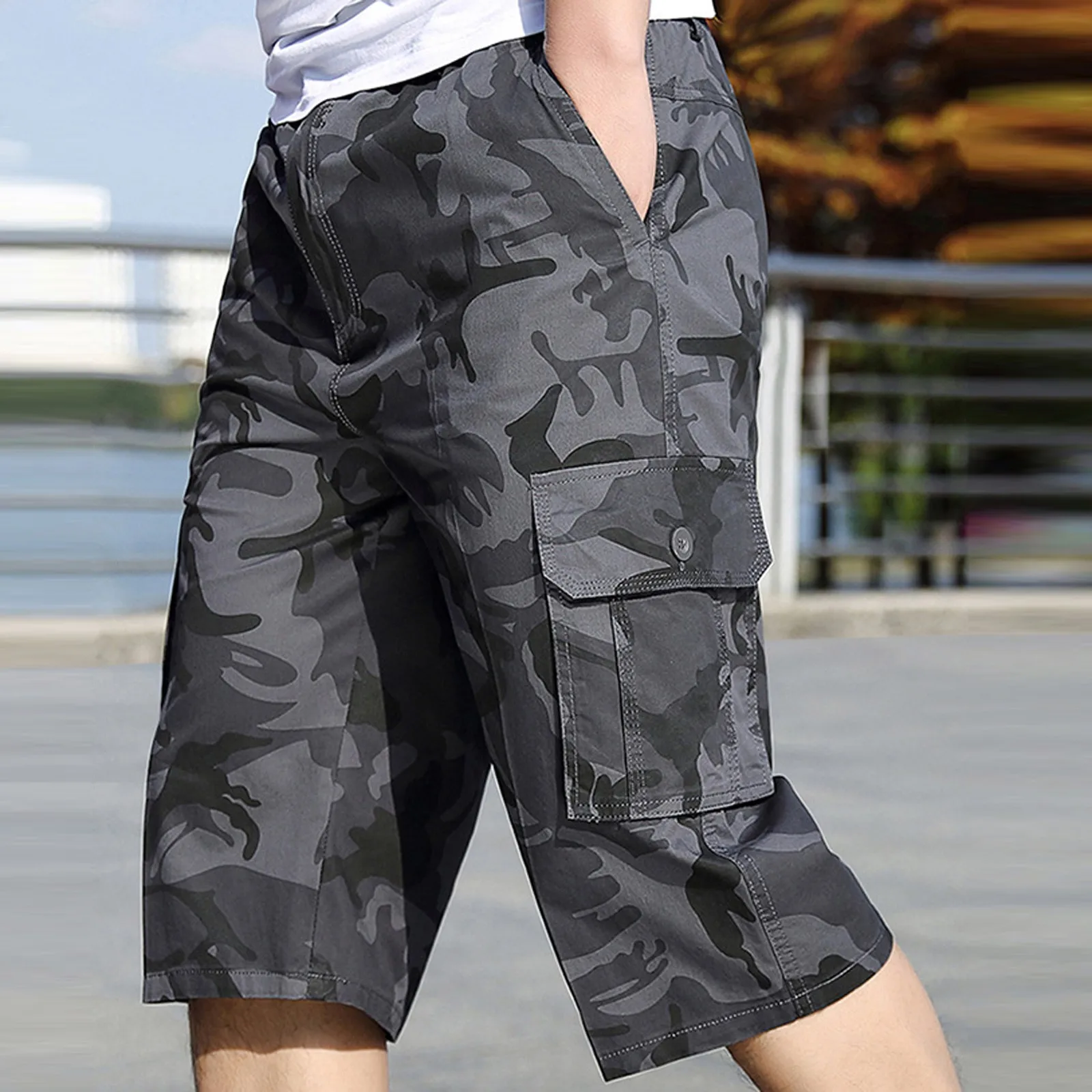 Men Cargo Shorts 2024 Men Summer Casual Cotton Multi Pockets Hot Breeches Cropped Trousers Military Camouflage Shorts 2xl-6xl