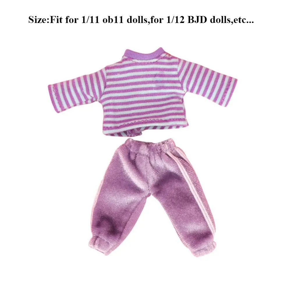 Handgemachte Puppe lose Streifen Kleidung Freizeitkleidung Mode Sport Hosen 9 Stile Puppe T-Shirt für 1/11 OB11 Puppen/für 1/12 BJD Puppen