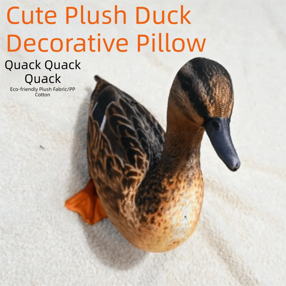 Stuffed Animal Simulation Plush Duck Vivid Lifelike Home Ornament Stuffed Duck Throw Cushion Soft Cute Duck Plush Pillow