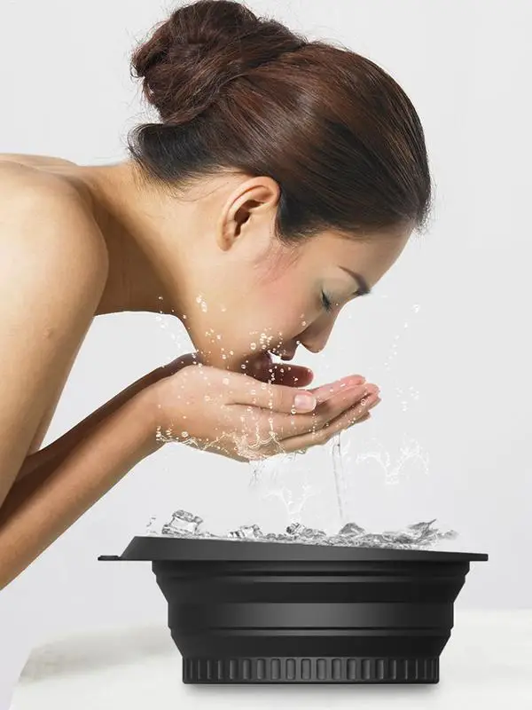 وعاء حمام الثلج للوجه من السيليكون قابل للطي وعاء حمام الثلج قابل للطي لحوض غسيل الوجه أداة العناية بالبشرة للسفر المنزلي في الهواء الطلق #4