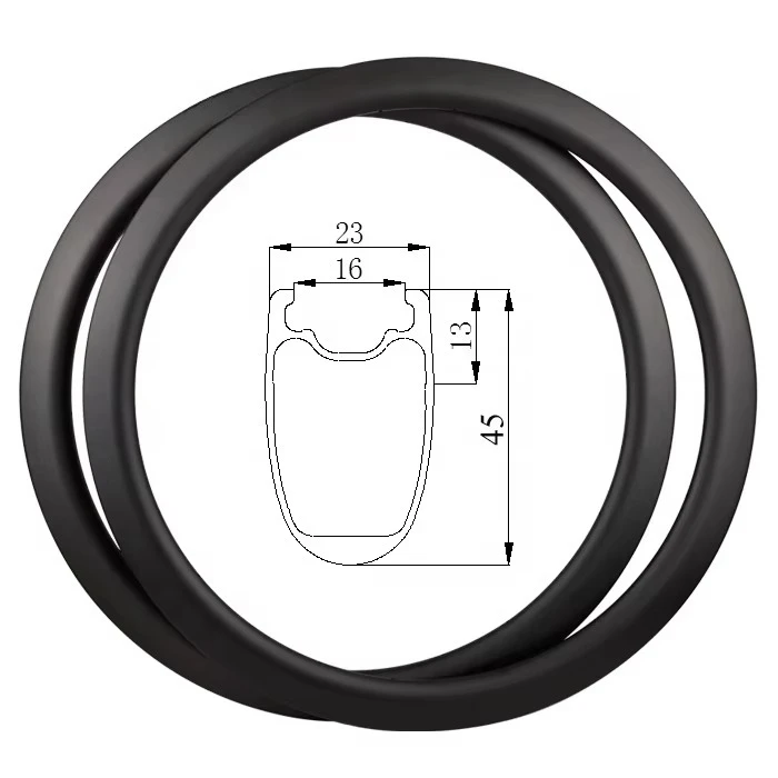 

High-stiffness carbon bicycle rim, 45mm tubeless, 23mm width, disc brake rim, 700c road bicycle rim
