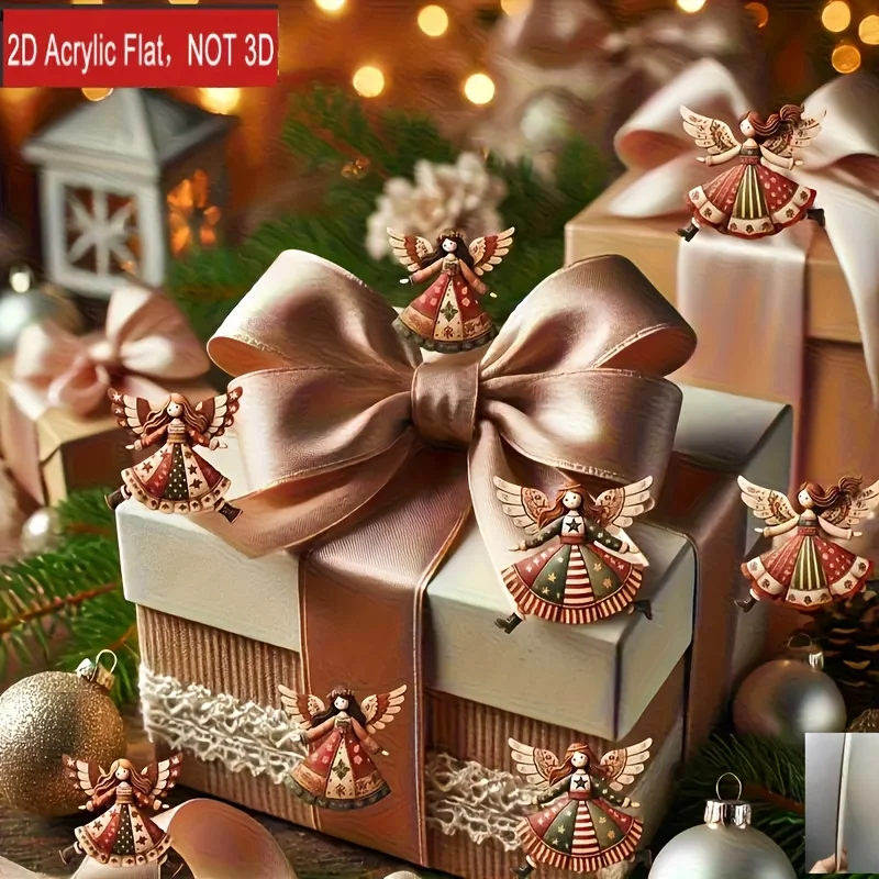 4 قطع من زينة عيد الميلاد الخشبية المصنوعة يدويًا - ديكور احتفالي متعدد الألوان للشجرة والمنزل والمكتب #2