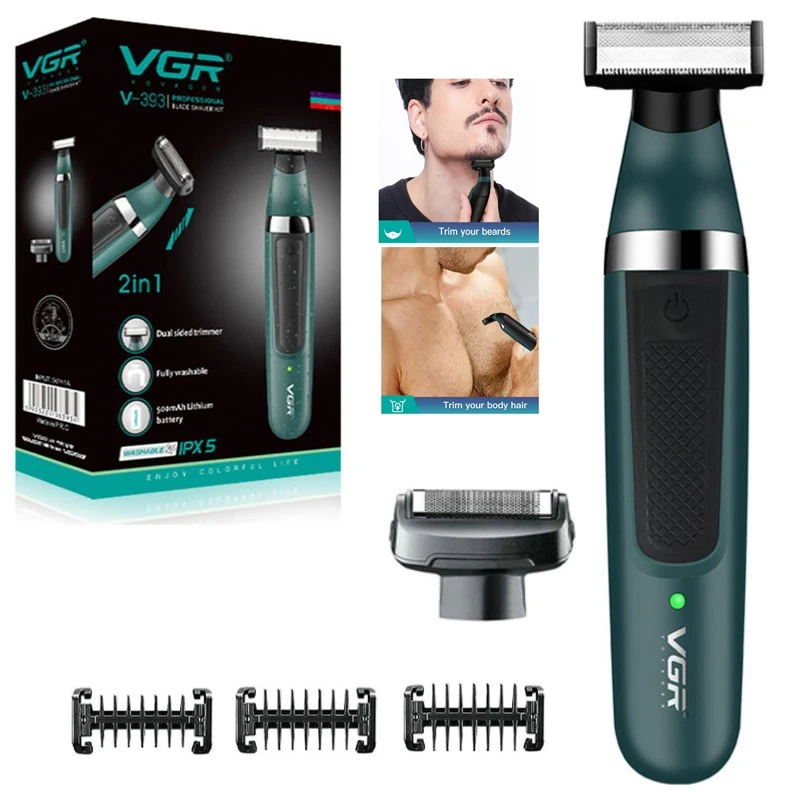 Original VGR 2in1 Wet Dry Hair Trimmer For Men Face & Beard Trimmer Electric Shaver Rechargeable Trimer Body Groomer