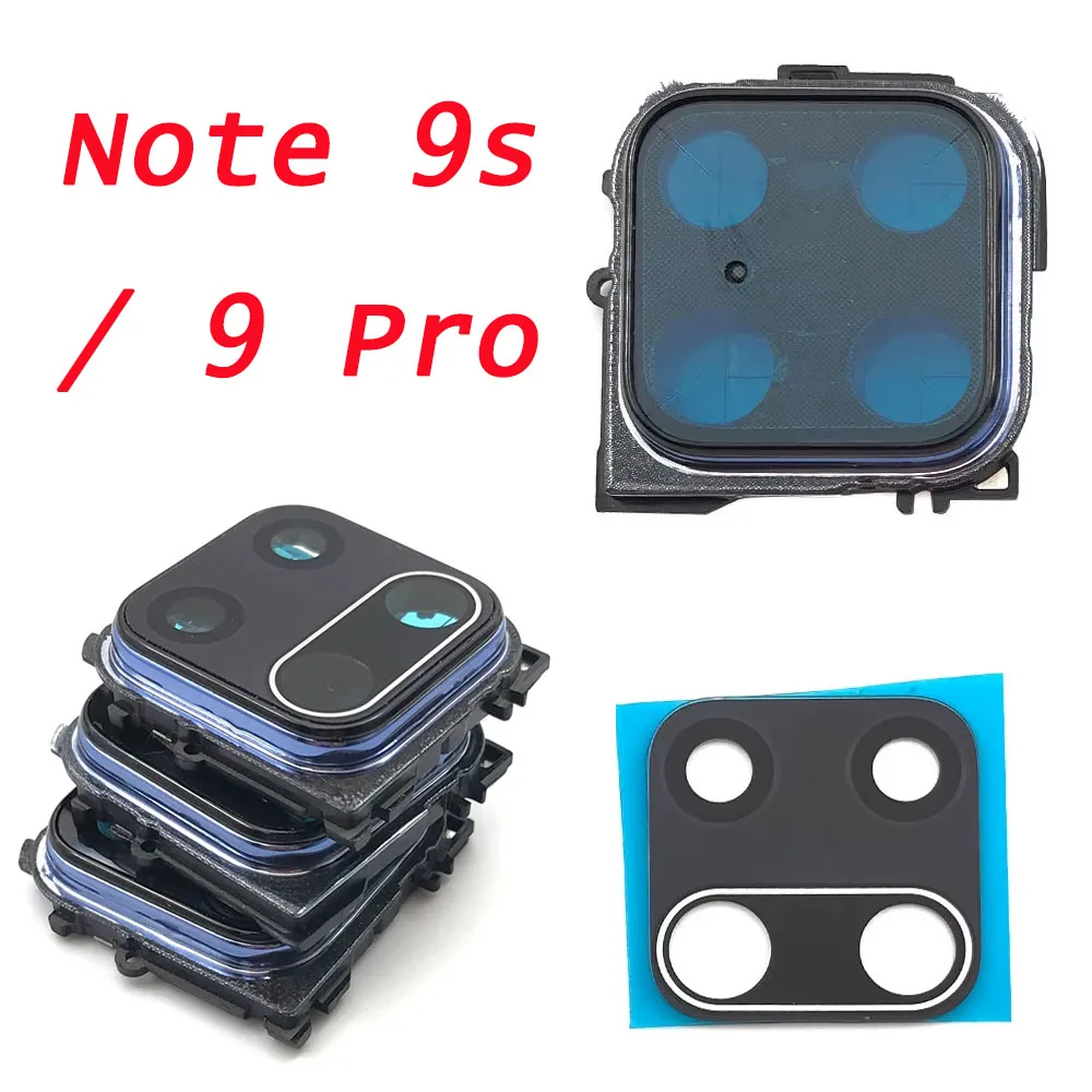 New For Xiaomi Redmi Note 9S / Note 9 Pro Rear Camera Glass Lens Cover Note9 Back Camera Frame Holder Replacement With Sticker