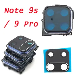 Neu für xiaomi redmi note 9s/note 9 pro hintere kamera glas linsen abdeckung note9 zurück kamera rahmen halter ersatz mit aufkleber