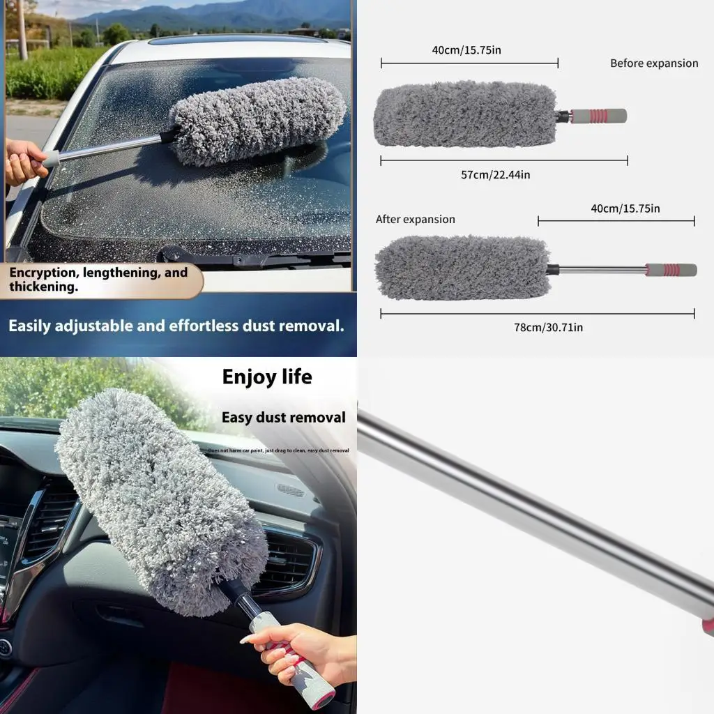 

652F Ergonomic Vehicle Cleaning Tool Lightweight Design Remove Dust Efficiently With Washable Head For Automotive Maintenance