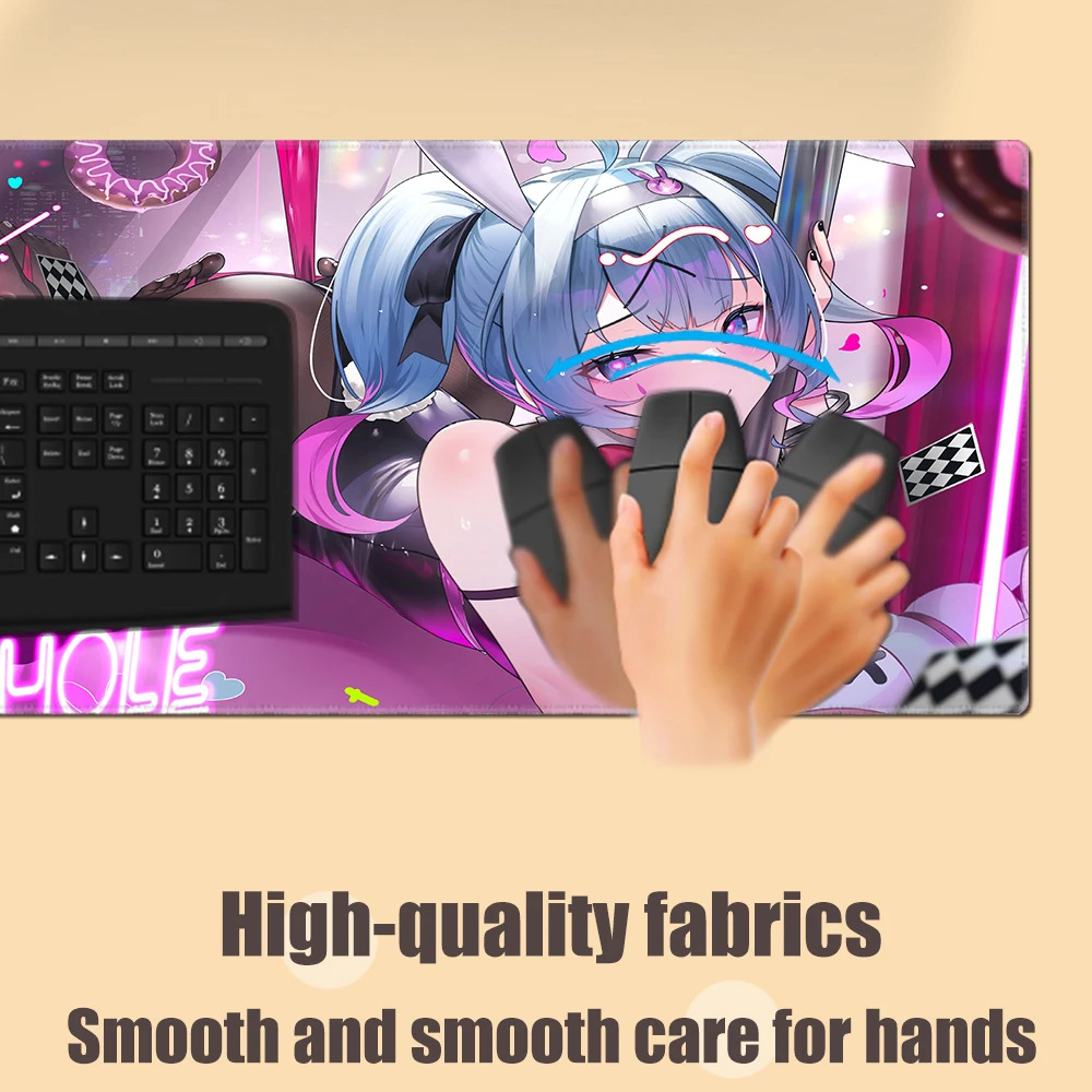 Alfombrilla de ratón de goma antideslizante estética con agujero de conejo de 3mm, figura de Anime Hentai Bunny Girl, alfombrilla de escritorio para ordenador, accesorios de escritorio bonitos
