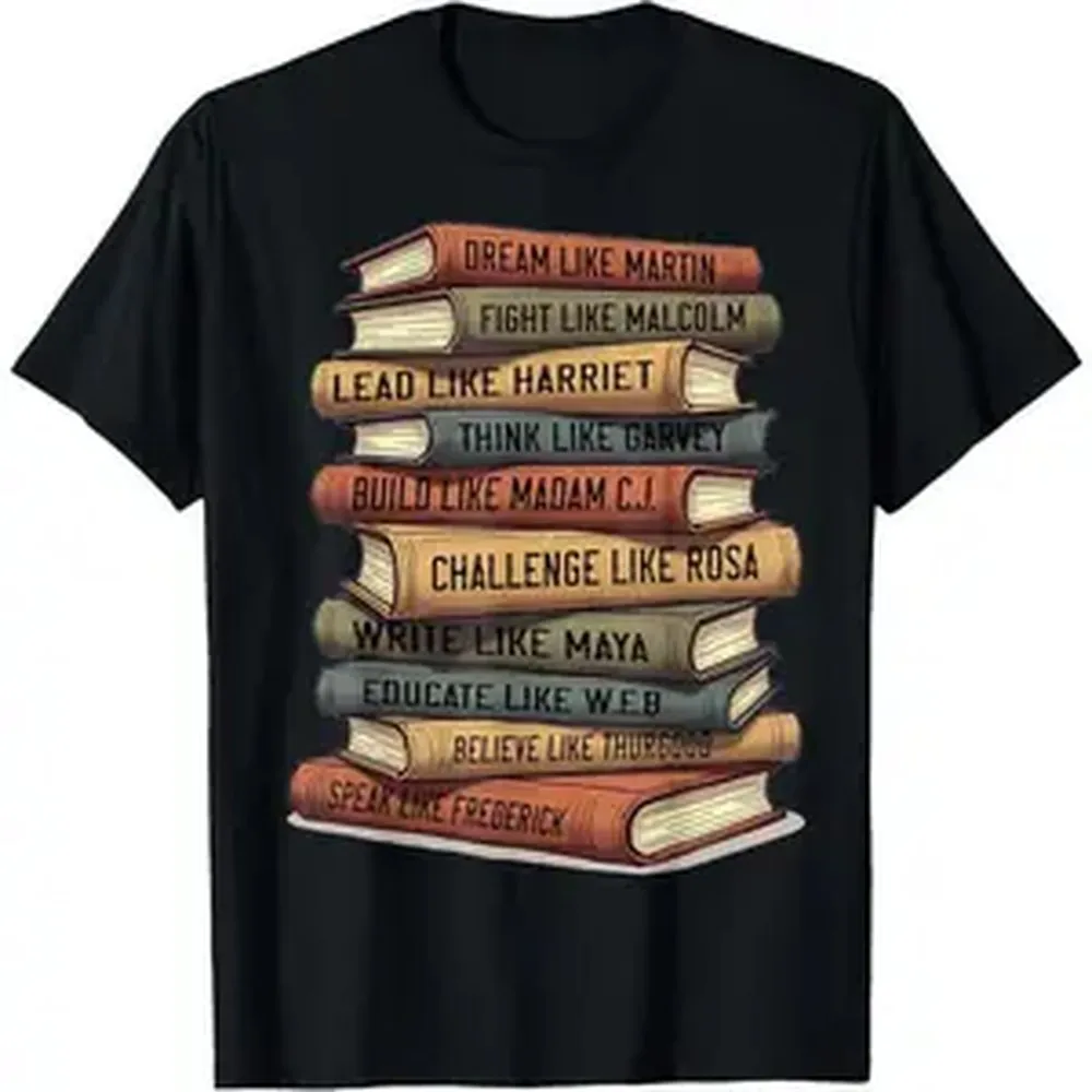 

100% Cotton Round Neck Short-Sleeve Seamless T-Shirt, Soft Smooth Fabric Black History Month Black Leaders Graphic, Unisex Casual Sports Golf Gift Top For African American Teachers, Tshirt