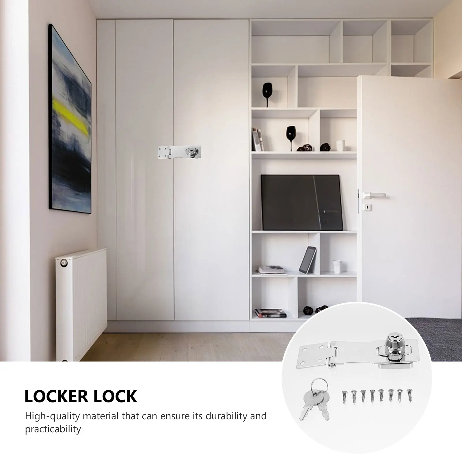 

1 Set Zinc Alloy Cabinet Latch Rustproof Durable Security Door Bolt Lock With Keys Household Safety Latch For Drawers Wood Doors