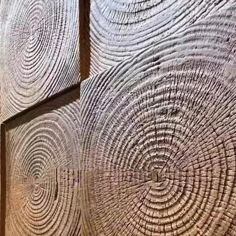 Leichter PU-Jahresring aus Holz, Zement, dekorativer Wandhintergrund, Retro-Holzmaserung, außen, kultureller Stein, Renovierung, Kunststein