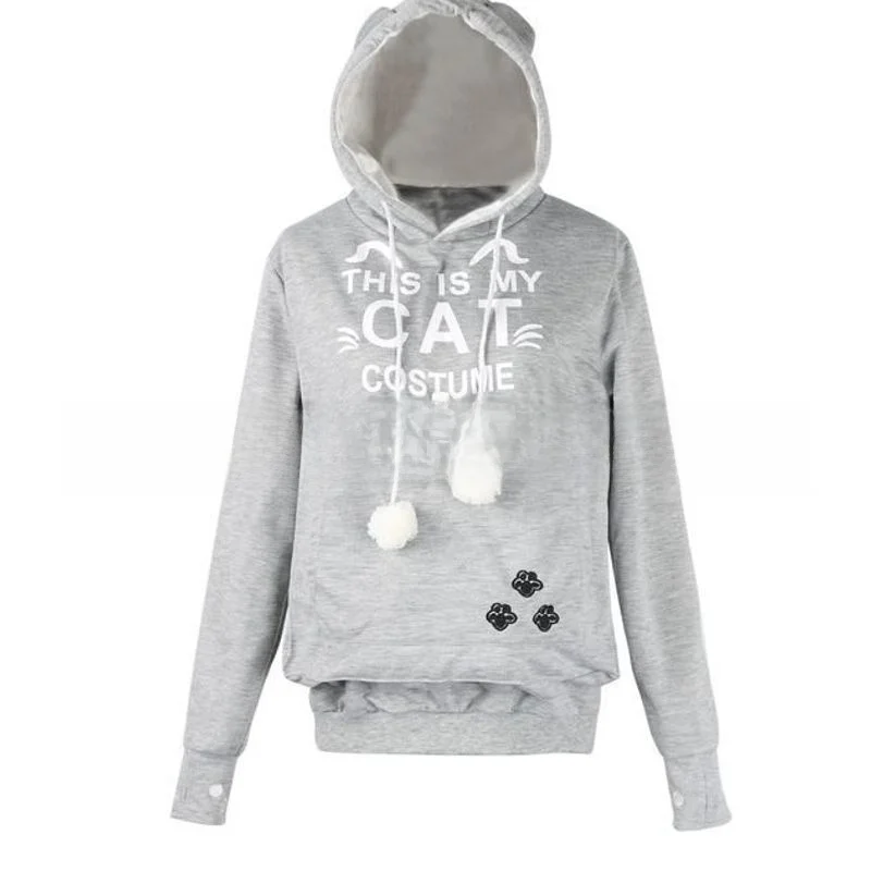 Faionable Pet Printed Sweatirt with Large kets Hooded Autumn Winter Casual Sle A-Line Dr Polyester Fabric Ci Walk