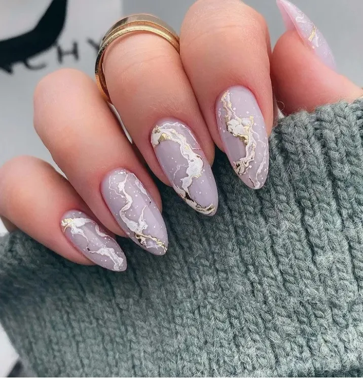 Pegatina moderna para decoración de uñas, tiras de pegamento traseras, líneas doradas transparentes, borde de granito, onda 3D, carcasa, pegatina deslizante, HY013