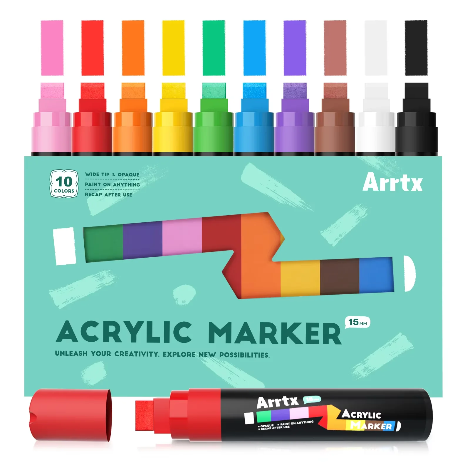 Arrtx 10/30 Kleuren Acrylverf Markers 15mm Viltstift Markers Jumbo Waterdicht Niet-giftig Kunstbenodigdheden Voor Rock Painting DIY
